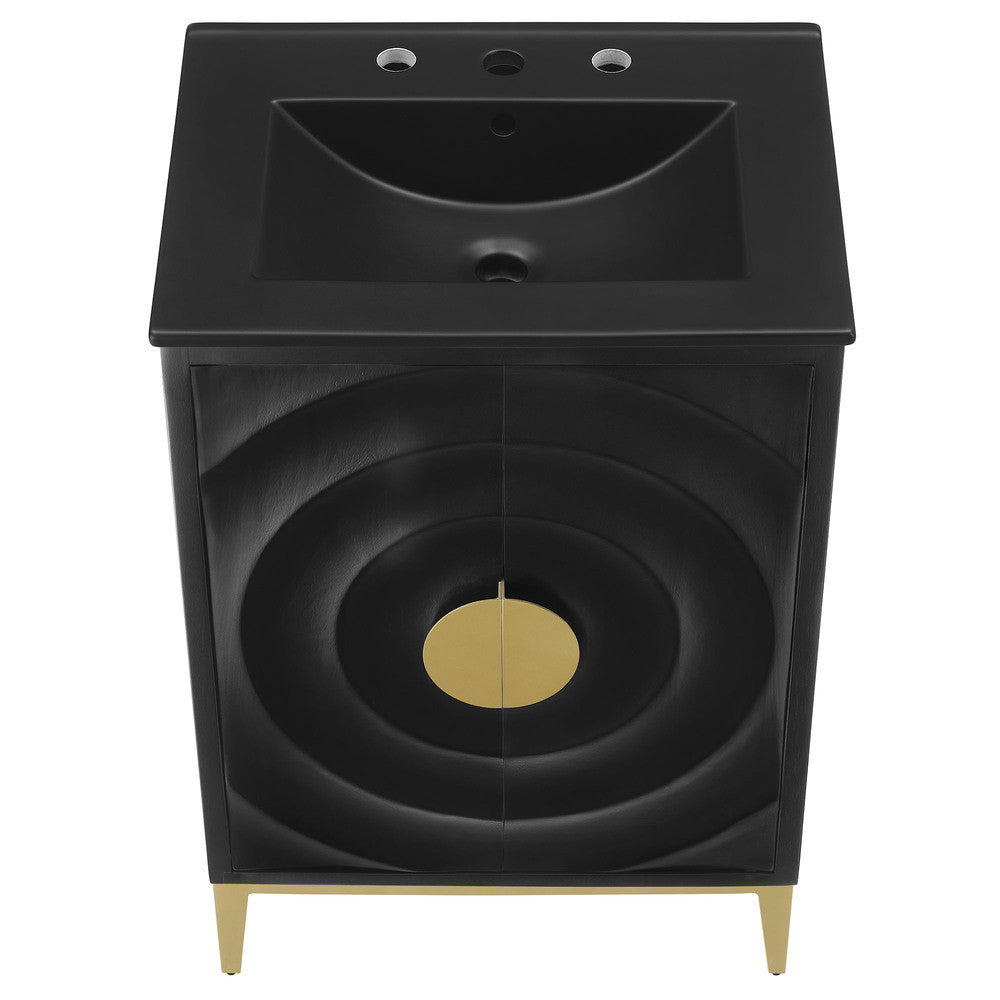 Modway Beau 24" Wood Bathroom Vanity with Basin by Modway-EEI-7160-BLK-BLK