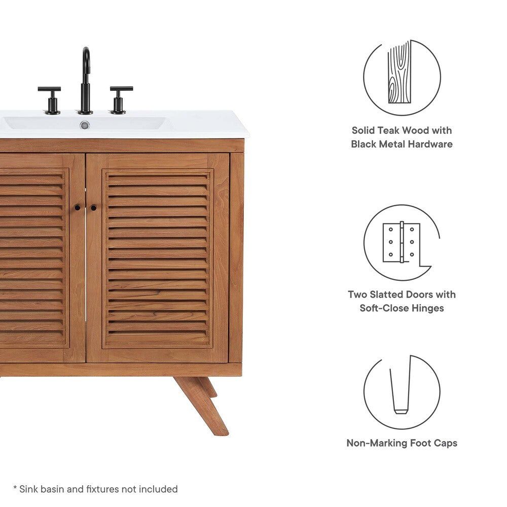 EEI-5087-NAT Birdie 36" Teak Wood Bathroom Vanity Cabinet (Sink Basin Not Included) by Modway