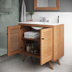 EEI-5087-NAT Birdie 36" Teak Wood Bathroom Vanity Cabinet (Sink Basin Not Included) by Modway