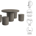 EEI-7172 Brion Indoor - Outdoor Patio Concrete 5 Piece Dining Table Set by Modway