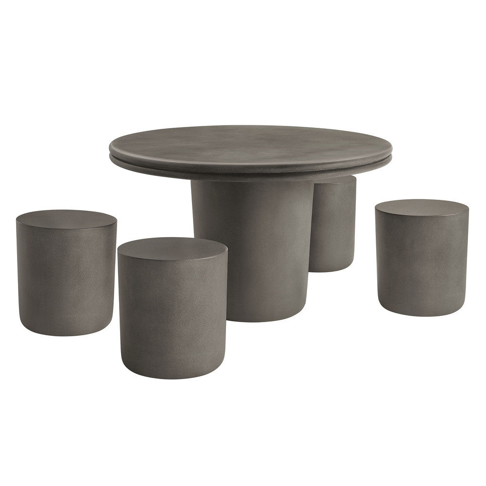EEI-7172 Brion Indoor - Outdoor Patio Concrete 5 Piece Dining Table Set by Modway