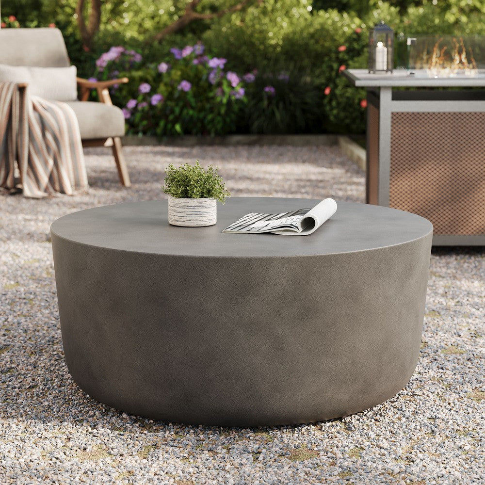 EEI-7099 Brion Round Indoor - Outdoor Patio Concrete Coffee Table by Modway