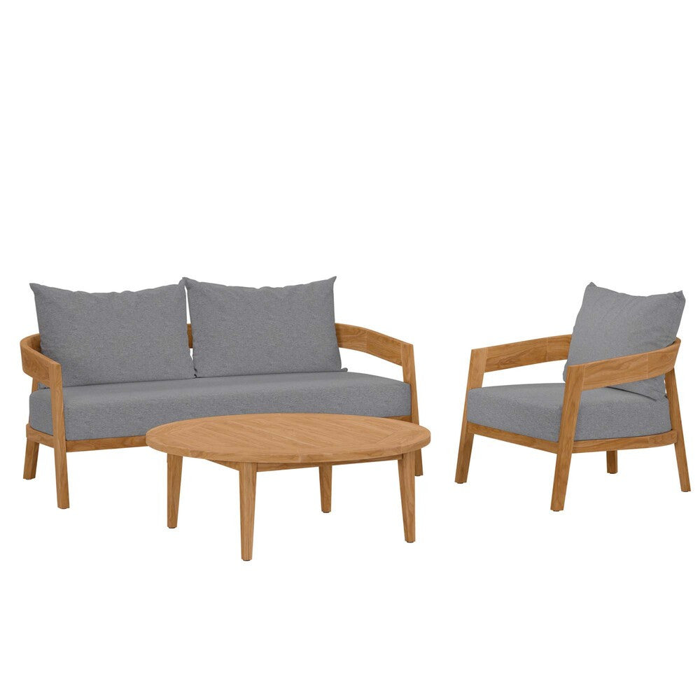 EEI-5834 Brisbane 3-Piece Teak Wood Outdoor Patio Set by Modway