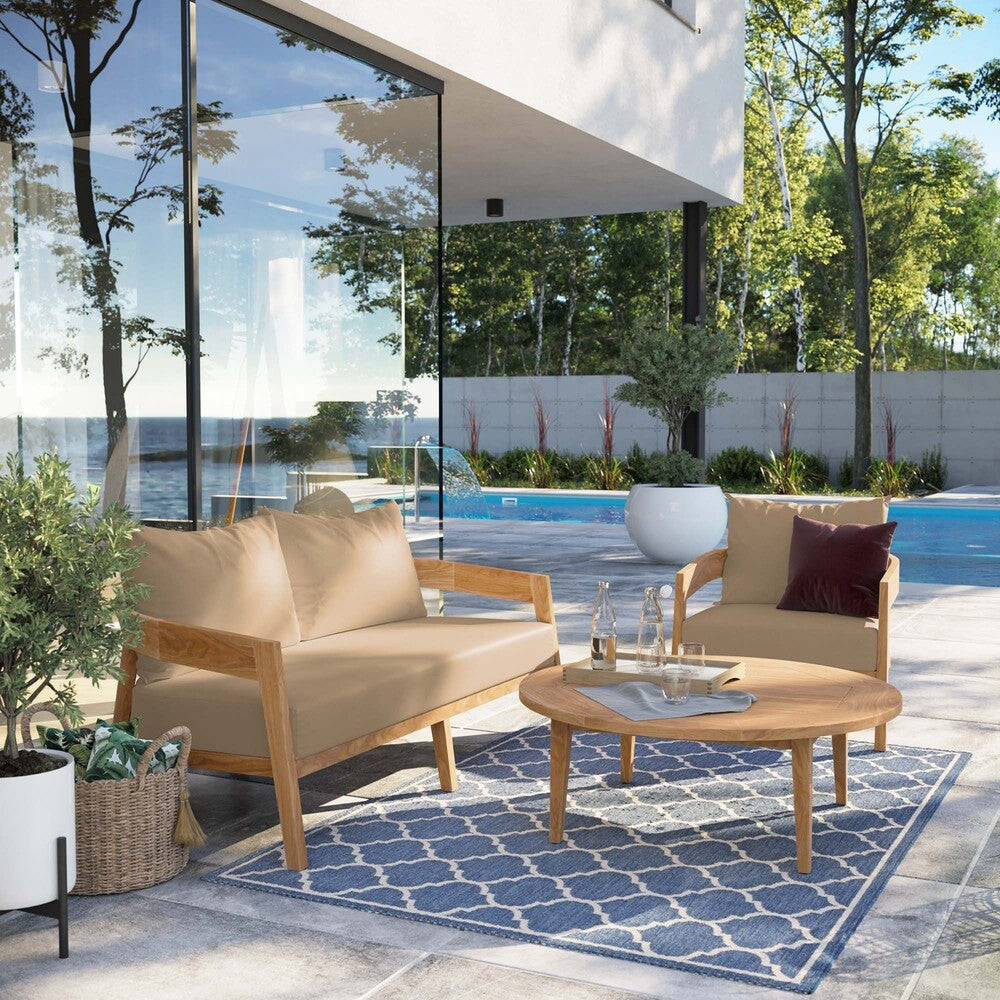 EEI-5834 Brisbane 3-Piece Teak Wood Outdoor Patio Set by Modway