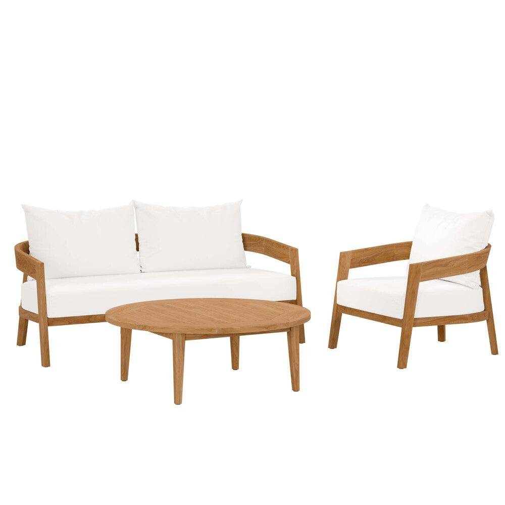 EEI-5834 Brisbane 3-Piece Teak Wood Outdoor Patio Set by Modway