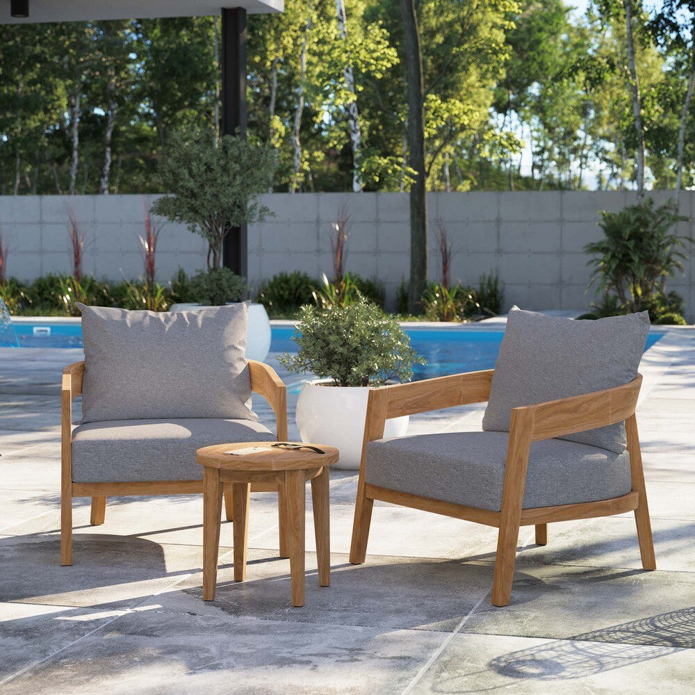 EEI-5835 Brisbane 3-Piece Teak Wood Outdoor Patio Set by Modway