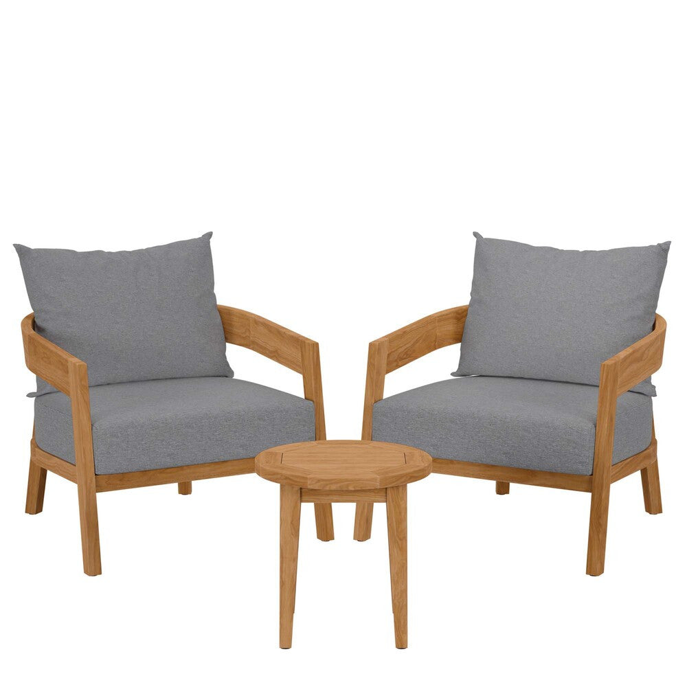 EEI-5835 Brisbane 3-Piece Teak Wood Outdoor Patio Set by Modway