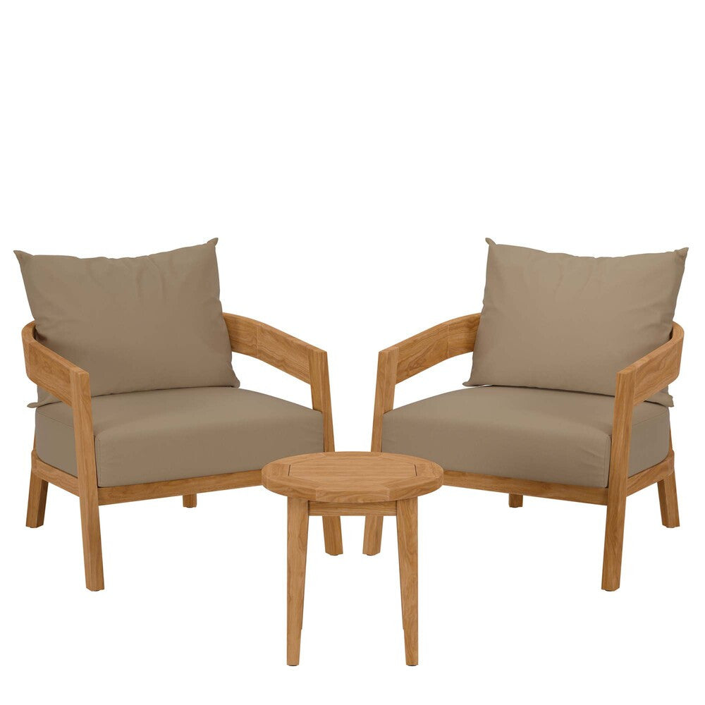 EEI-5835 Brisbane 3-Piece Teak Wood Outdoor Patio Set by Modway