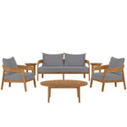 EEI-5833 Brisbane 6-Piece Teak Wood Outdoor Patio Set by Modway