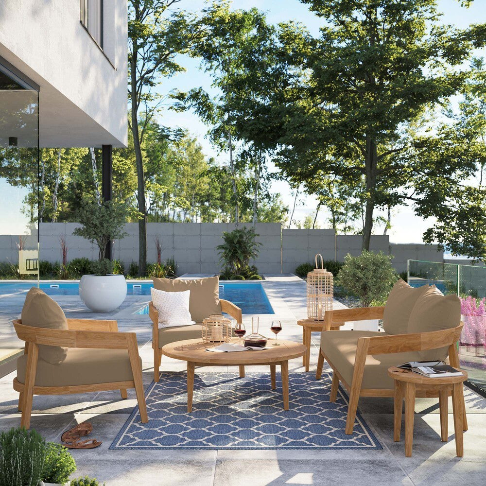 EEI-5833 Brisbane 6-Piece Teak Wood Outdoor Patio Set by Modway