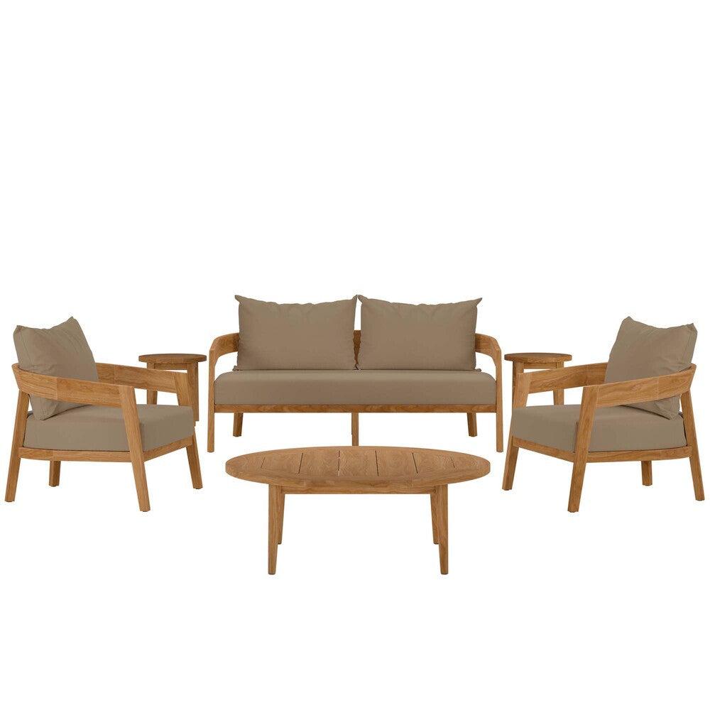 EEI-5833 Brisbane 6-Piece Teak Wood Outdoor Patio Set by Modway
