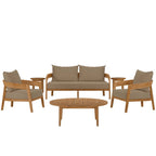 EEI-5833 Brisbane 6-Piece Teak Wood Outdoor Patio Set by Modway