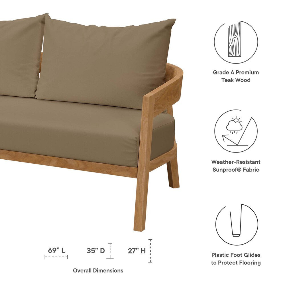 EEI-5601 Brisbane Teak Wood Outdoor Patio Loveseat by Modway