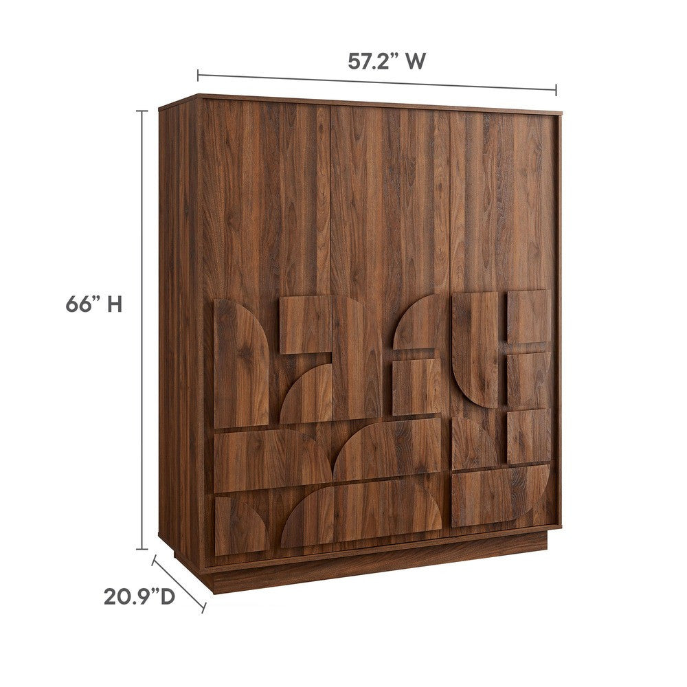 MOD-7164-WAL Bulwark 3-Door Wardrobe Closet by Modway
