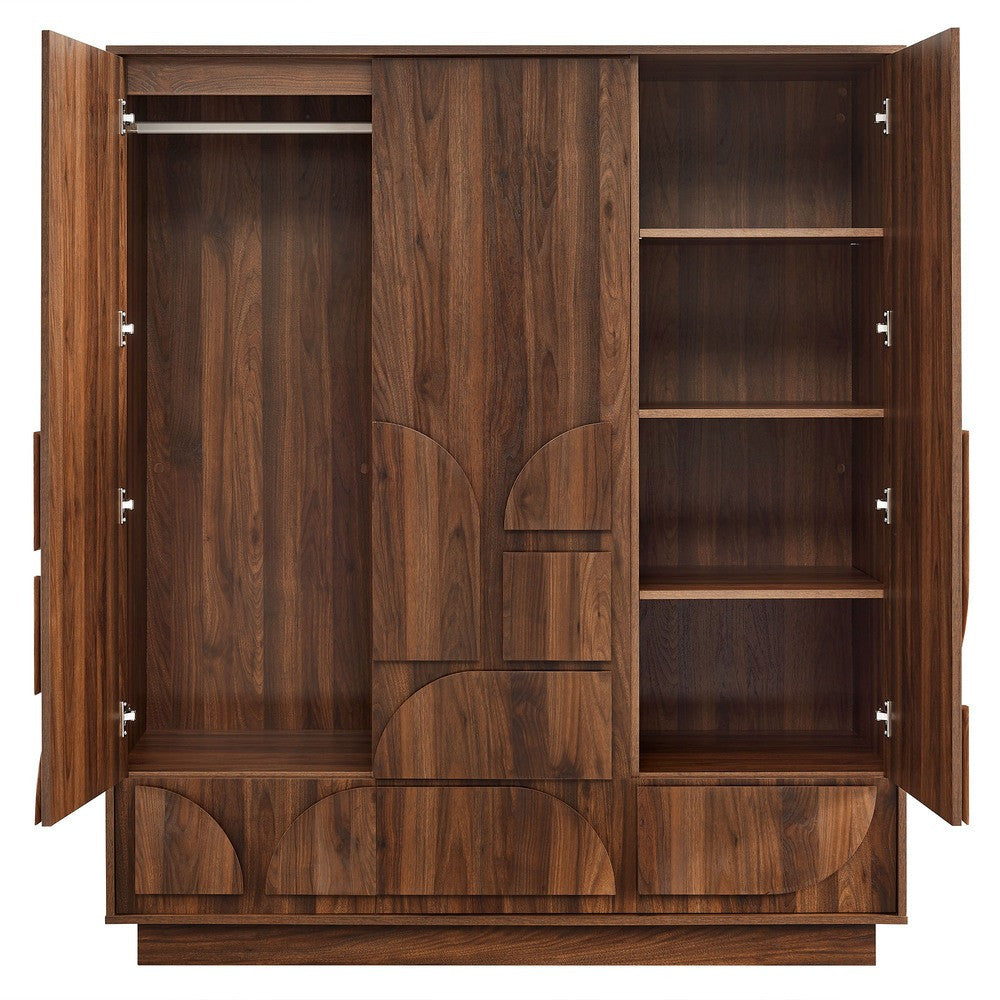 MOD-7164-WAL Bulwark 3-Door Wardrobe Closet by Modway
