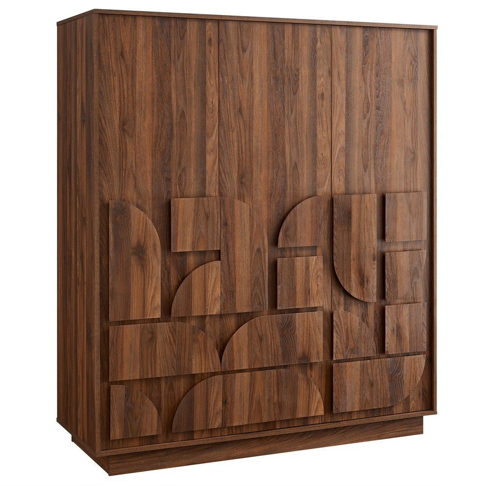 MOD-7164-WAL Bulwark 3-Door Wardrobe Closet by Modway
