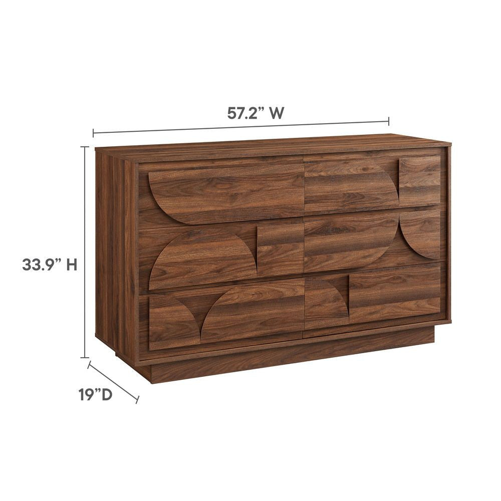 MOD-7163-WAL Bulwark 6-Drawer Dresser by Modway