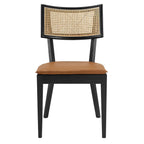 EEI-6732-BLK-TAN Caledonia Vegan Leather Upholstered Wood Dining Chairs Set of 2 by Modway