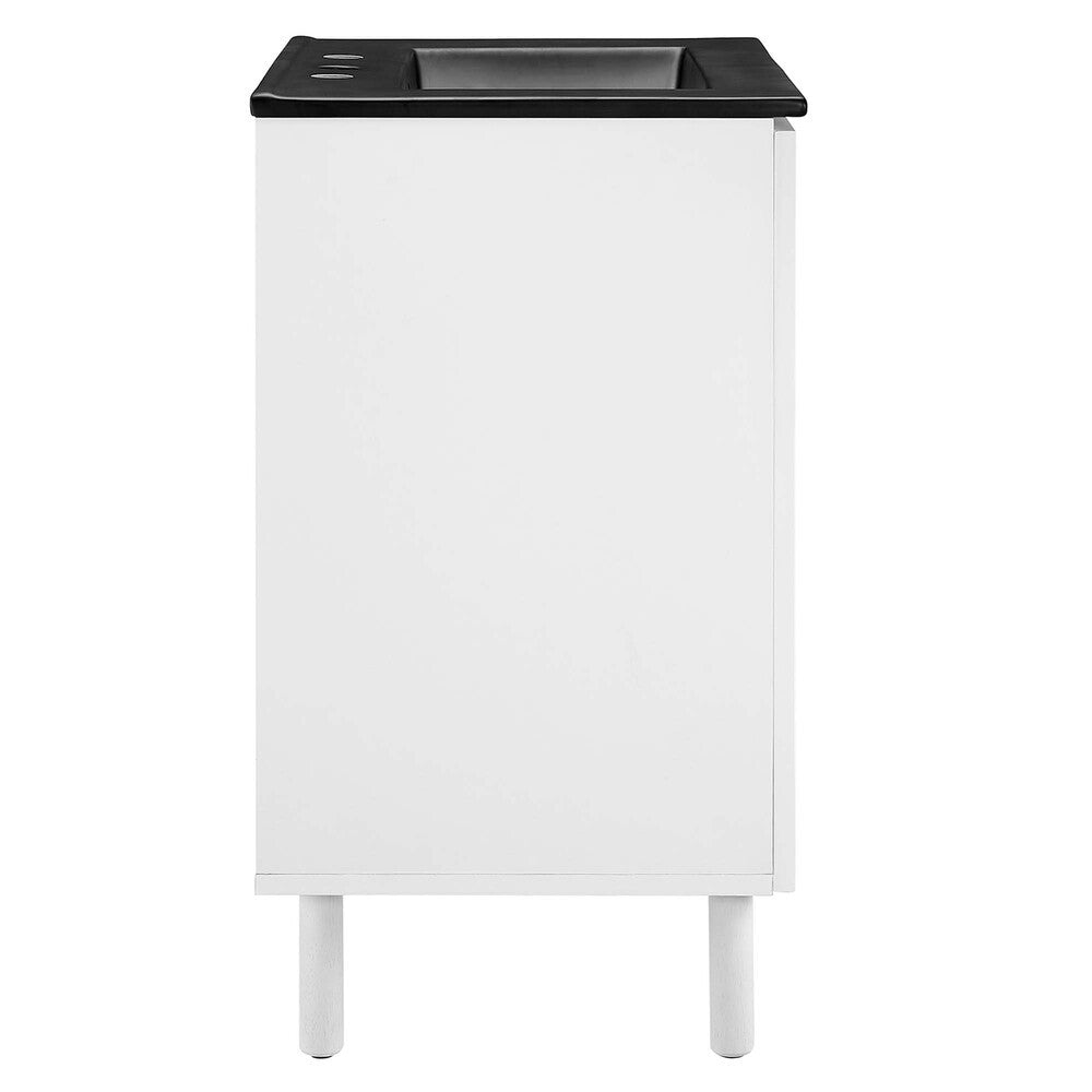 EEI-6679-BLK-WHI Calla 24" Perforated Metal Bathroom Vanity by Modway