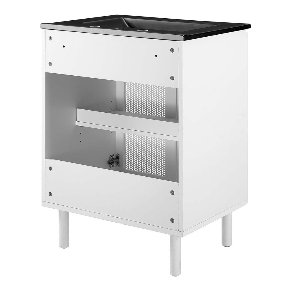 EEI-6679-BLK-WHI Calla 24" Perforated Metal Bathroom Vanity by Modway