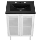 EEI-6679-BLK-WHI Calla 24" Perforated Metal Bathroom Vanity by Modway
