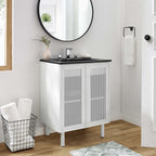 EEI-6679-BLK-WHI Calla 24" Perforated Metal Bathroom Vanity by Modway