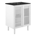 Modway EEI-6679-BLK-WHI Calla 24" Perforated Metal Bathroom Vanity Black White