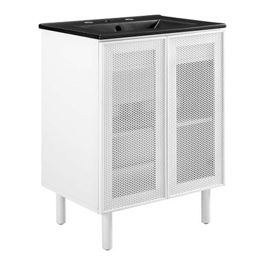 Modway EEI-6679-BLK-WHI Calla 24" Perforated Metal Bathroom Vanity Black White