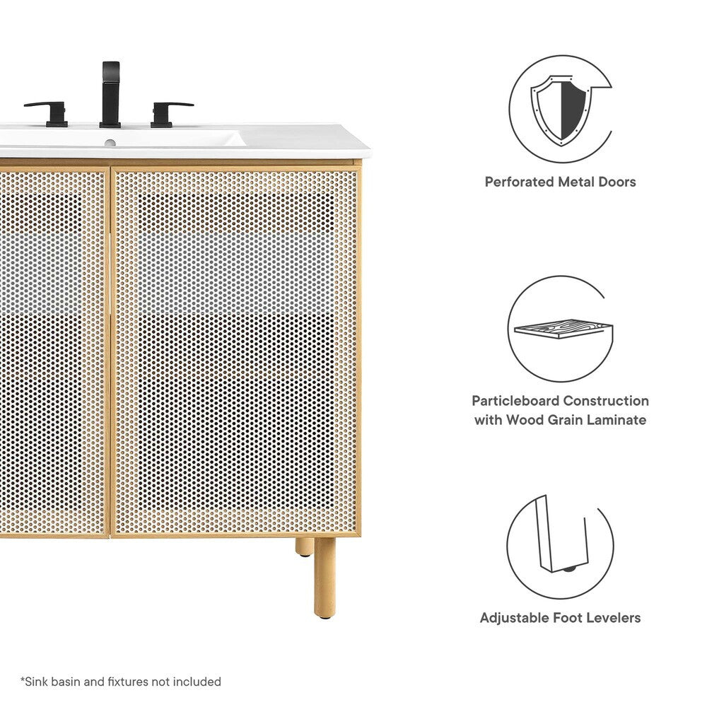 EEI-6622 Calla 36" Perforated Metal Bathroom Vanity Cabinet (Sink Basin Not Included) by Modway
