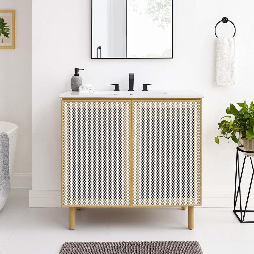 EEI-6678 Calla 36" Perforated Metal Bathroom Vanity by Modway