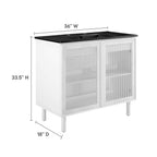 EEI-6680-BLK-WHI Calla 36" Perforated Metal Bathroom Vanity by Modway