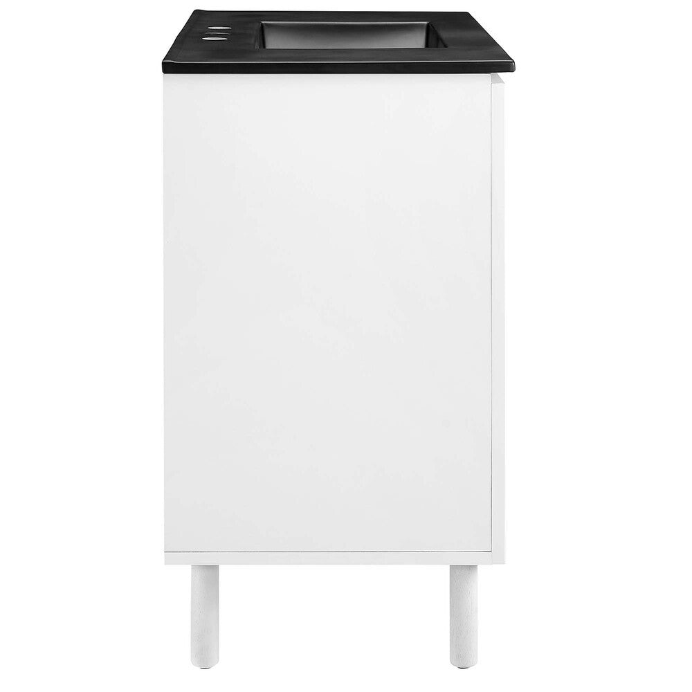 EEI-6680-BLK-WHI Calla 36" Perforated Metal Bathroom Vanity by Modway