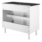 EEI-6680-BLK-WHI Calla 36" Perforated Metal Bathroom Vanity by Modway