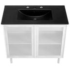 EEI-6680-BLK-WHI Calla 36" Perforated Metal Bathroom Vanity by Modway