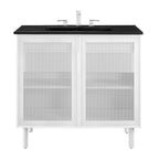 EEI-6680-BLK-WHI Calla 36" Perforated Metal Bathroom Vanity by Modway