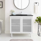 EEI-6680-BLK-WHI Calla 36" Perforated Metal Bathroom Vanity by Modway