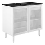 EEI-6680-BLK-WHI Calla 36" Perforated Metal Bathroom Vanity by Modway
