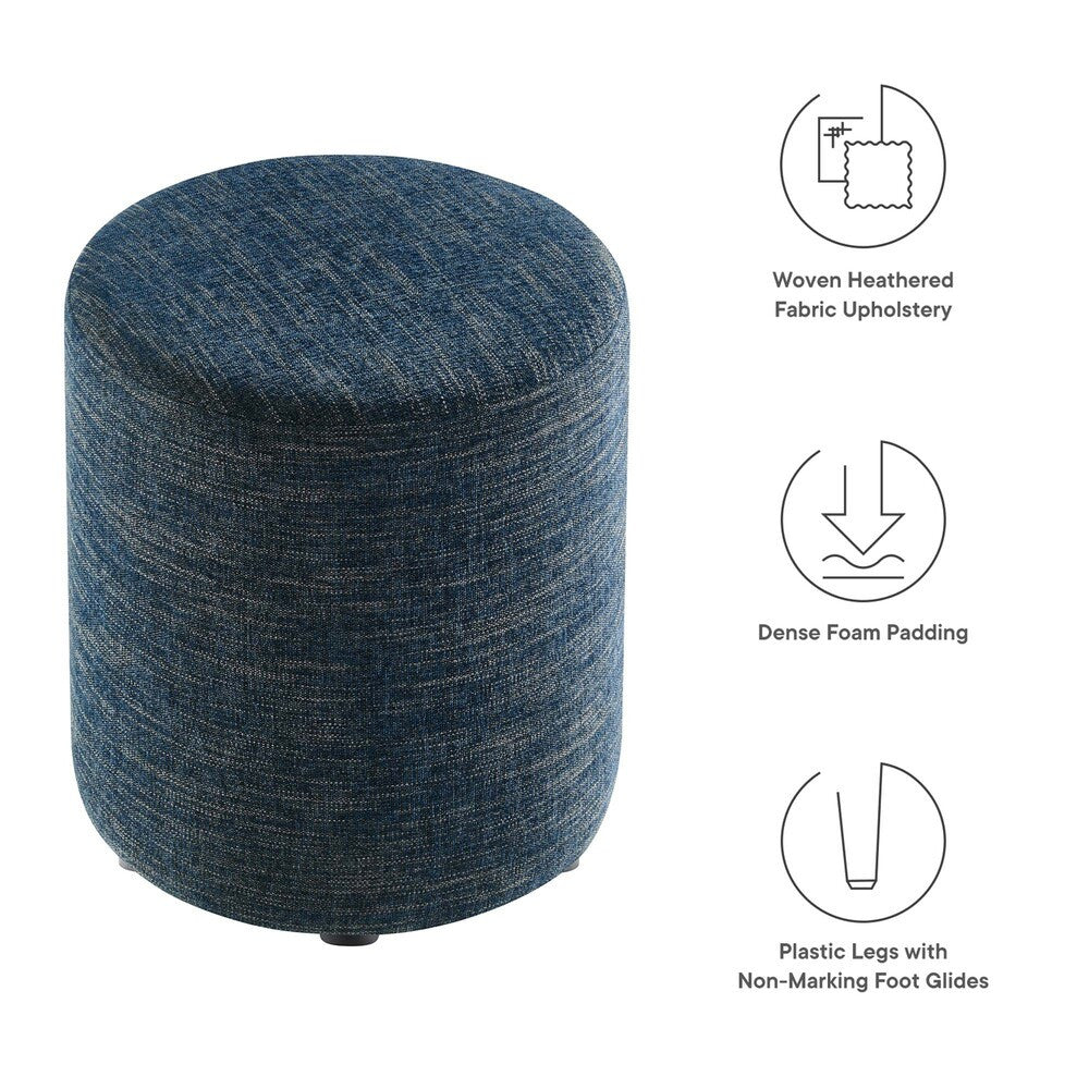 EEI-6651 Callum 16" Round Woven Heathered Fabric Upholstered Ottoman by Modway
