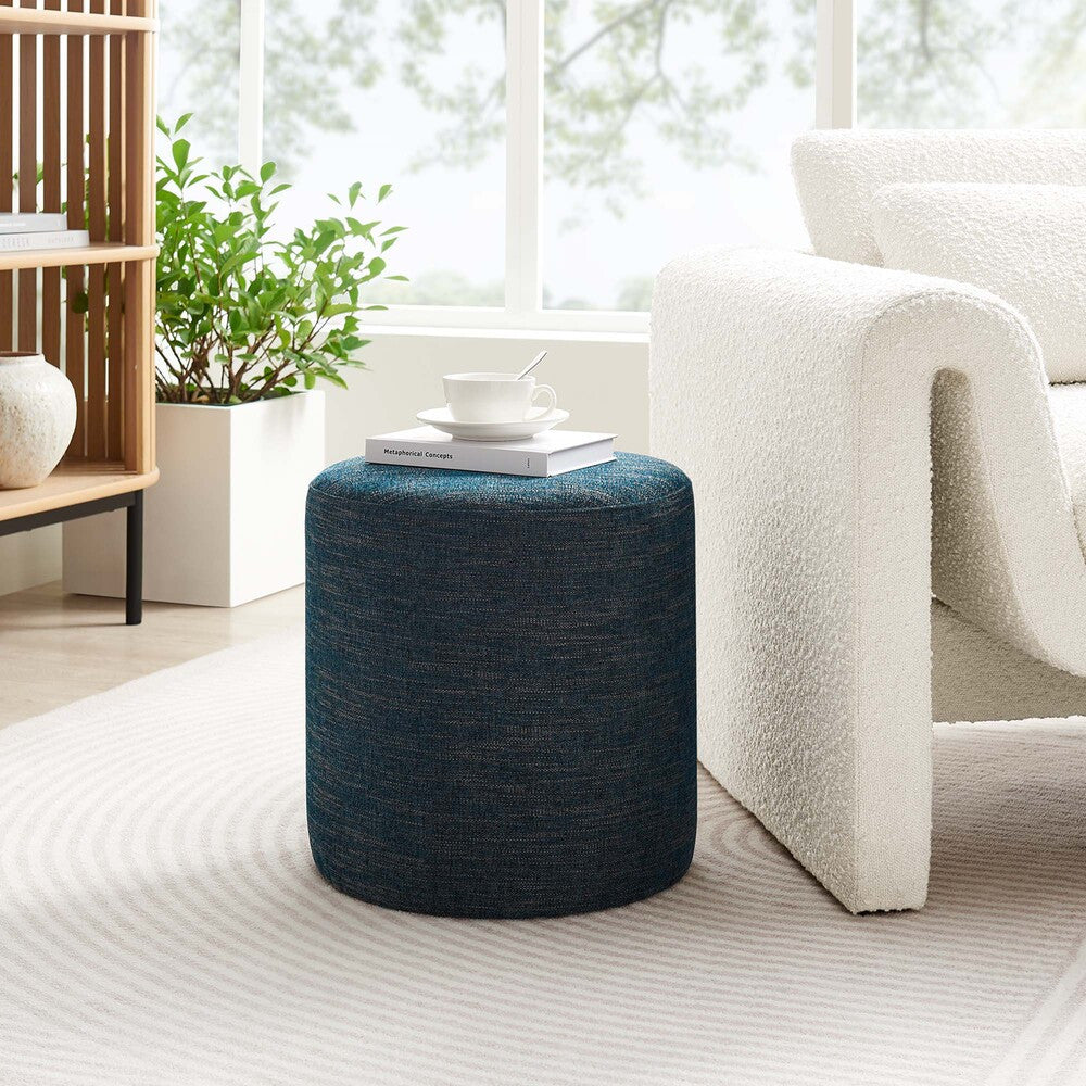 EEI-6651 Callum 16" Round Woven Heathered Fabric Upholstered Ottoman by Modway