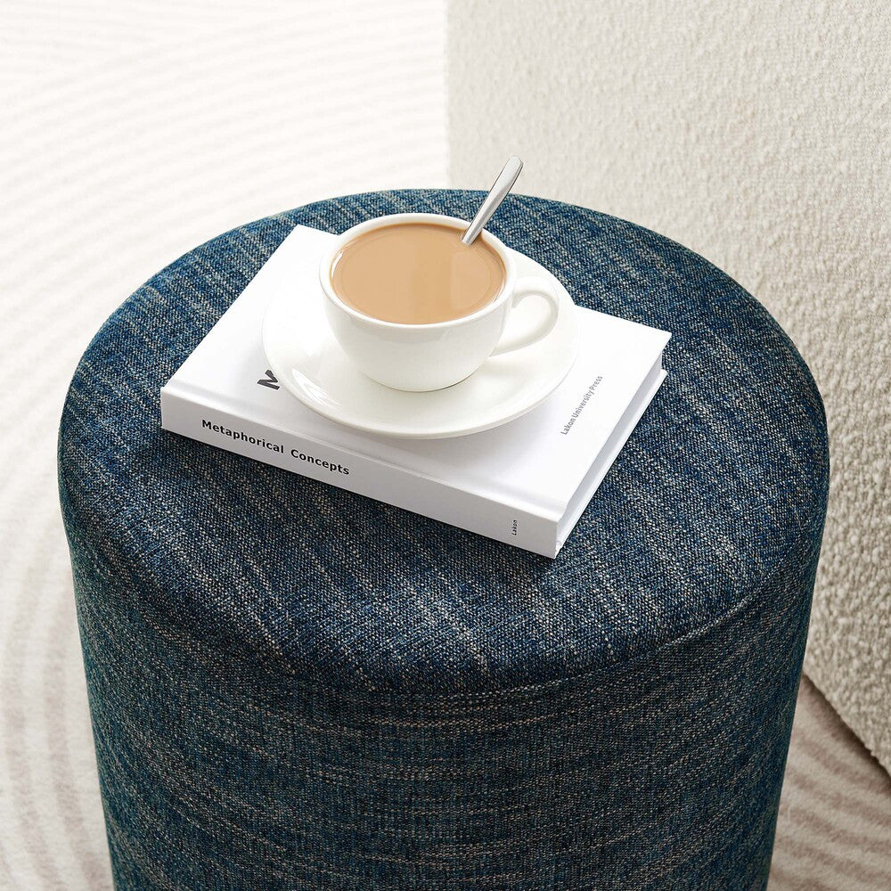 EEI-6651 Callum 16" Round Woven Heathered Fabric Upholstered Ottoman by Modway