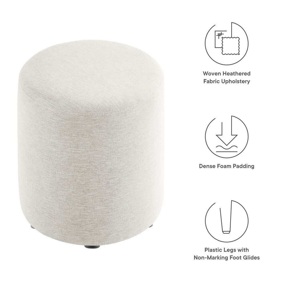 EEI-6651 Callum 16" Round Woven Heathered Fabric Upholstered Ottoman by Modway