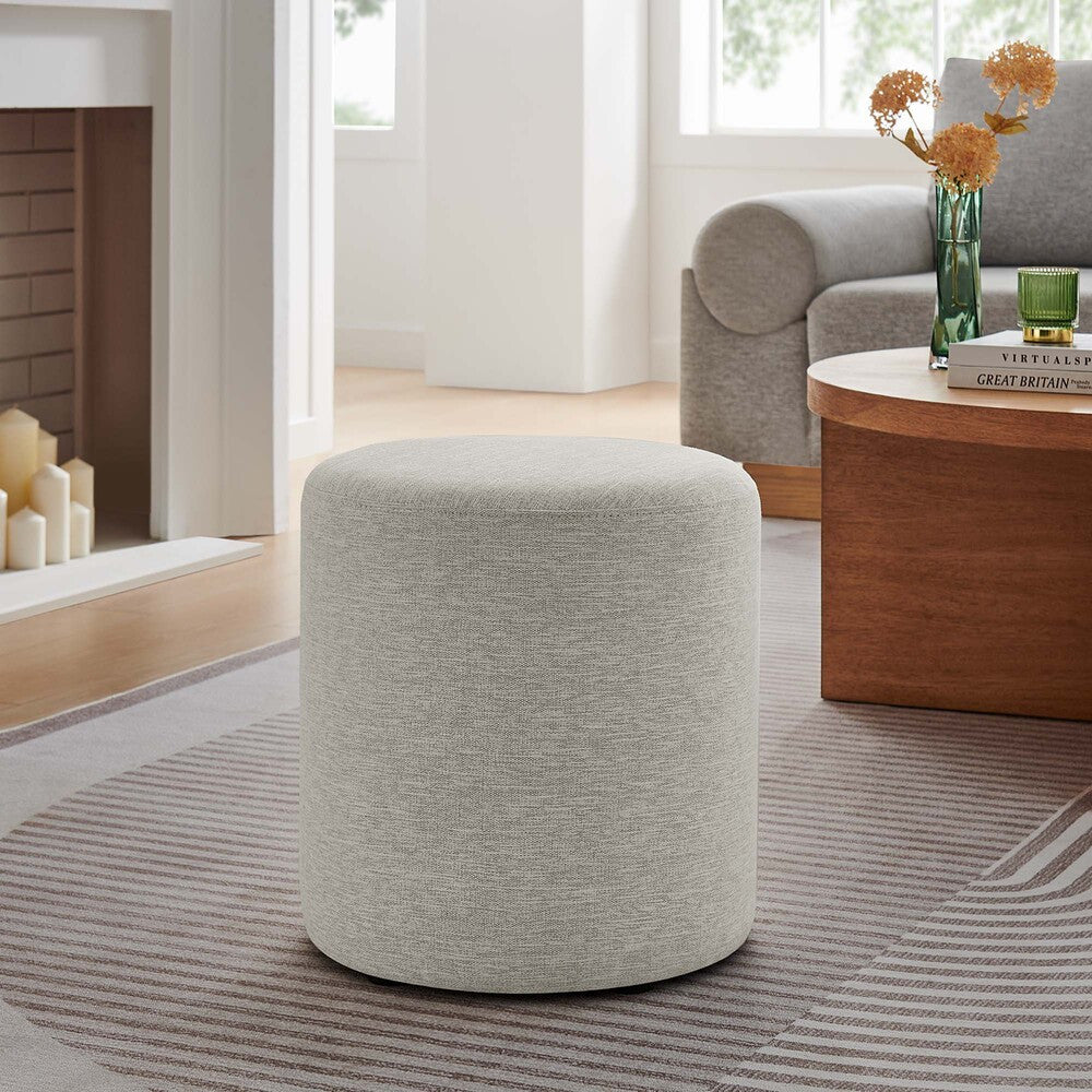 EEI-6651 Callum 16" Round Woven Heathered Fabric Upholstered Ottoman by Modway