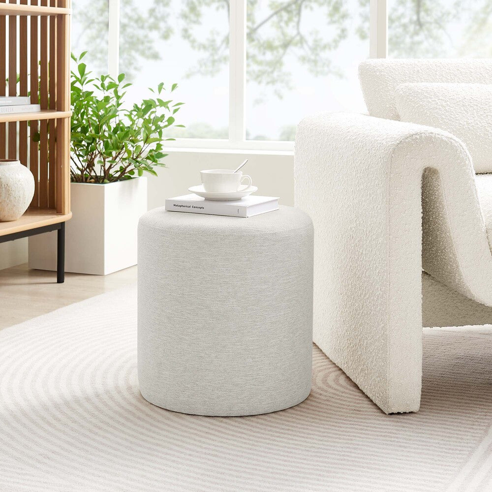 EEI-6651 Callum 16" Round Woven Heathered Fabric Upholstered Ottoman by Modway