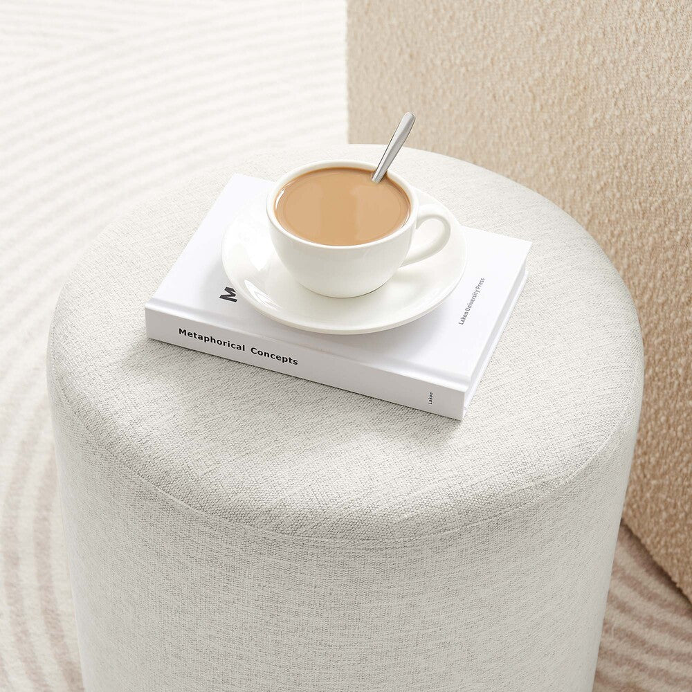 EEI-6651 Callum 16" Round Woven Heathered Fabric Upholstered Ottoman by Modway