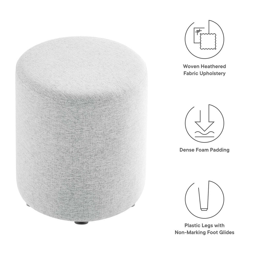 EEI-6651 Callum 16" Round Woven Heathered Fabric Upholstered Ottoman by Modway