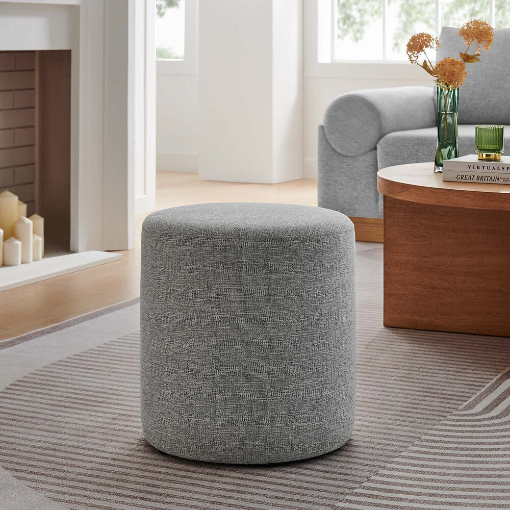 EEI-6651 Callum 16" Round Woven Heathered Fabric Upholstered Ottoman by Modway