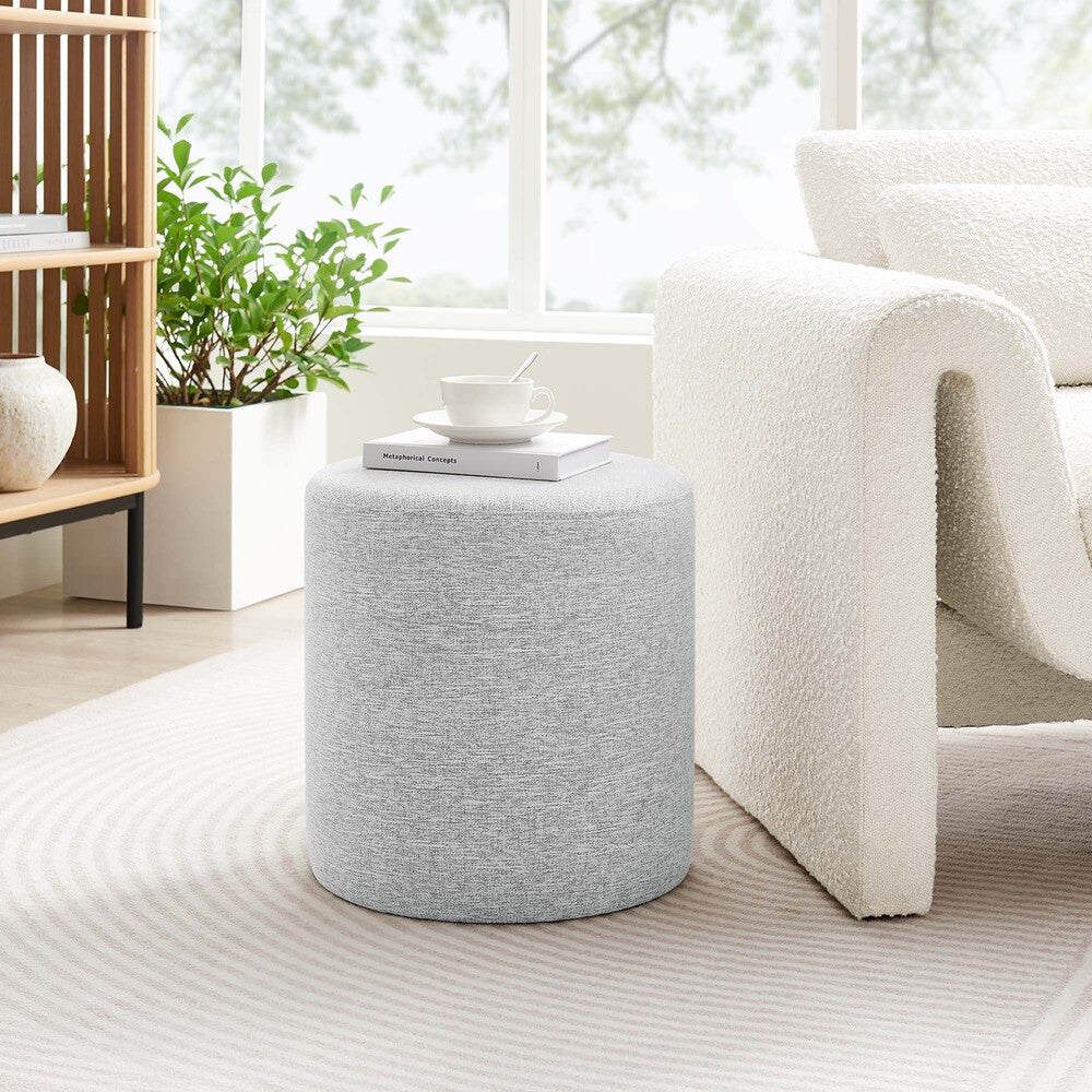 EEI-6651 Callum 16" Round Woven Heathered Fabric Upholstered Ottoman by Modway