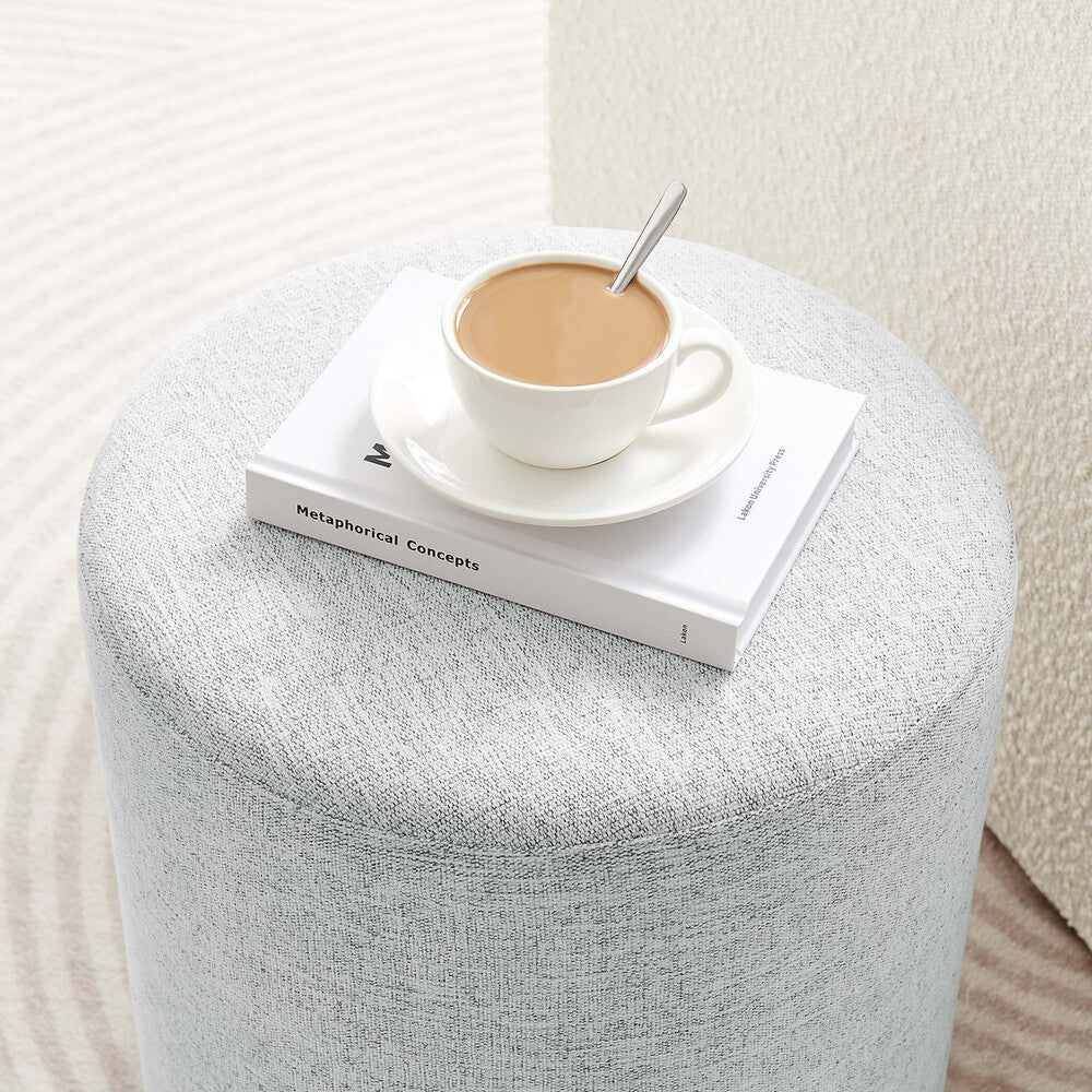 EEI-6651 Callum 16" Round Woven Heathered Fabric Upholstered Ottoman by Modway