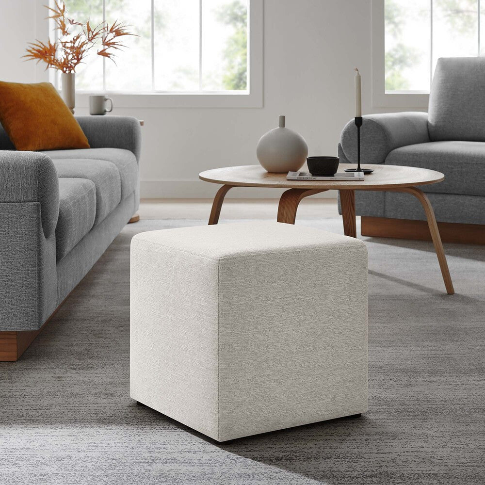 EEI-6636 Callum 17" Square Woven Heathered Fabric Upholstered Ottoman by Modway