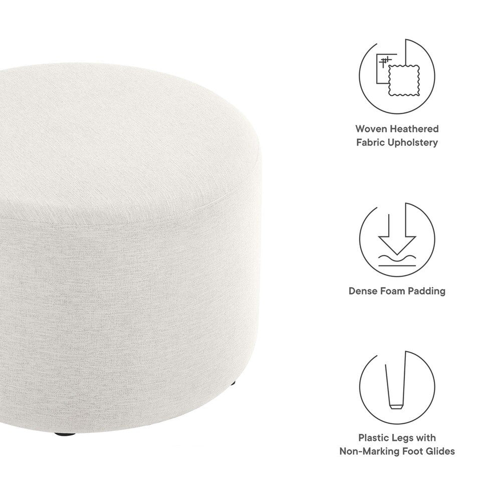 EEI-6645 Callum Large 23" Round Woven Heathered Fabric Upholstered Ottoman by Modway